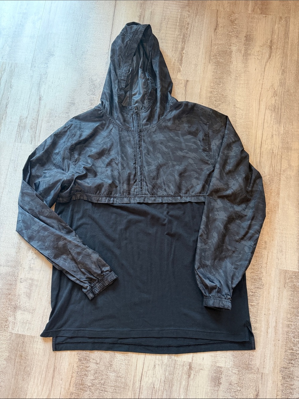 Under Armour Black Hooded Pullover with Subtle Camouflage Print